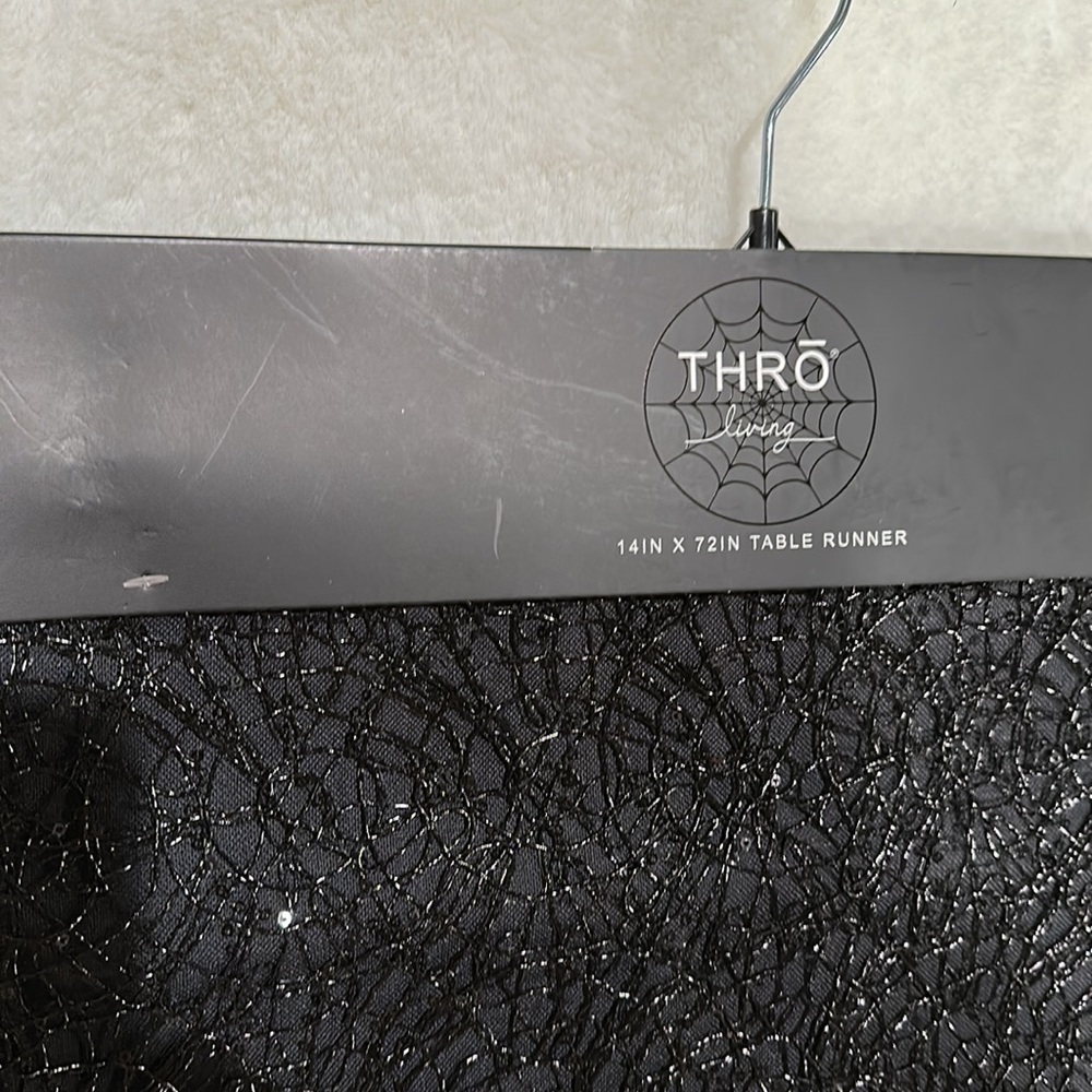 NWT Sparkly Spider Web Halloween table runner - Picture 3 of 3